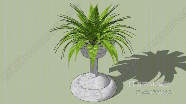 大理石与Fern植物SU模型下载【ID:631530905】
