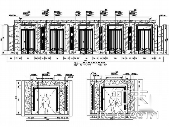 [昆山]五星级商务酒店电梯厅装修施工图（含效果）cad施工图下载【ID:161793171】