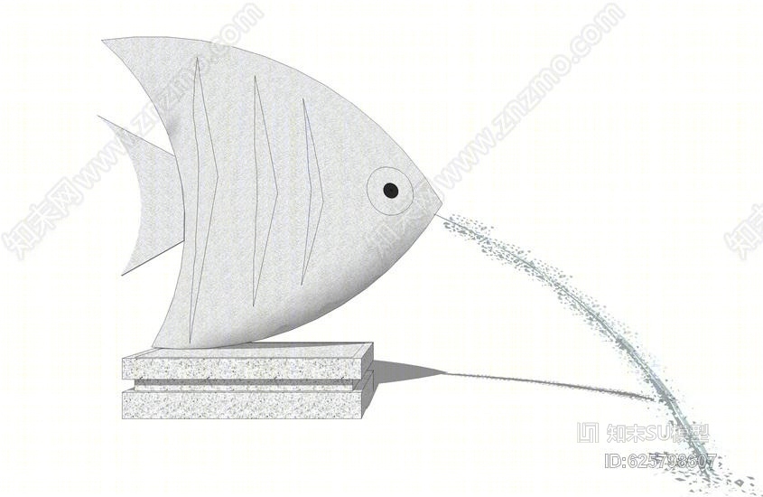 鱼喷水雕塑SU模型下载【ID:625798607】
