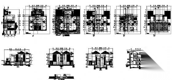 某三层双拼豪华别墅建筑方案图cad施工图下载【ID:149918166】