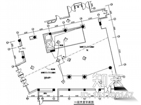 [福建]某宾馆大堂设计图cad施工图下载【ID:161700147】