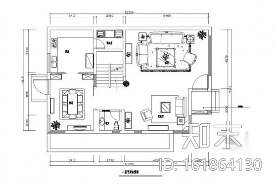 田园中式混搭风格三层别墅室内装修图（含效果图）cad施工图下载【ID:161864130】