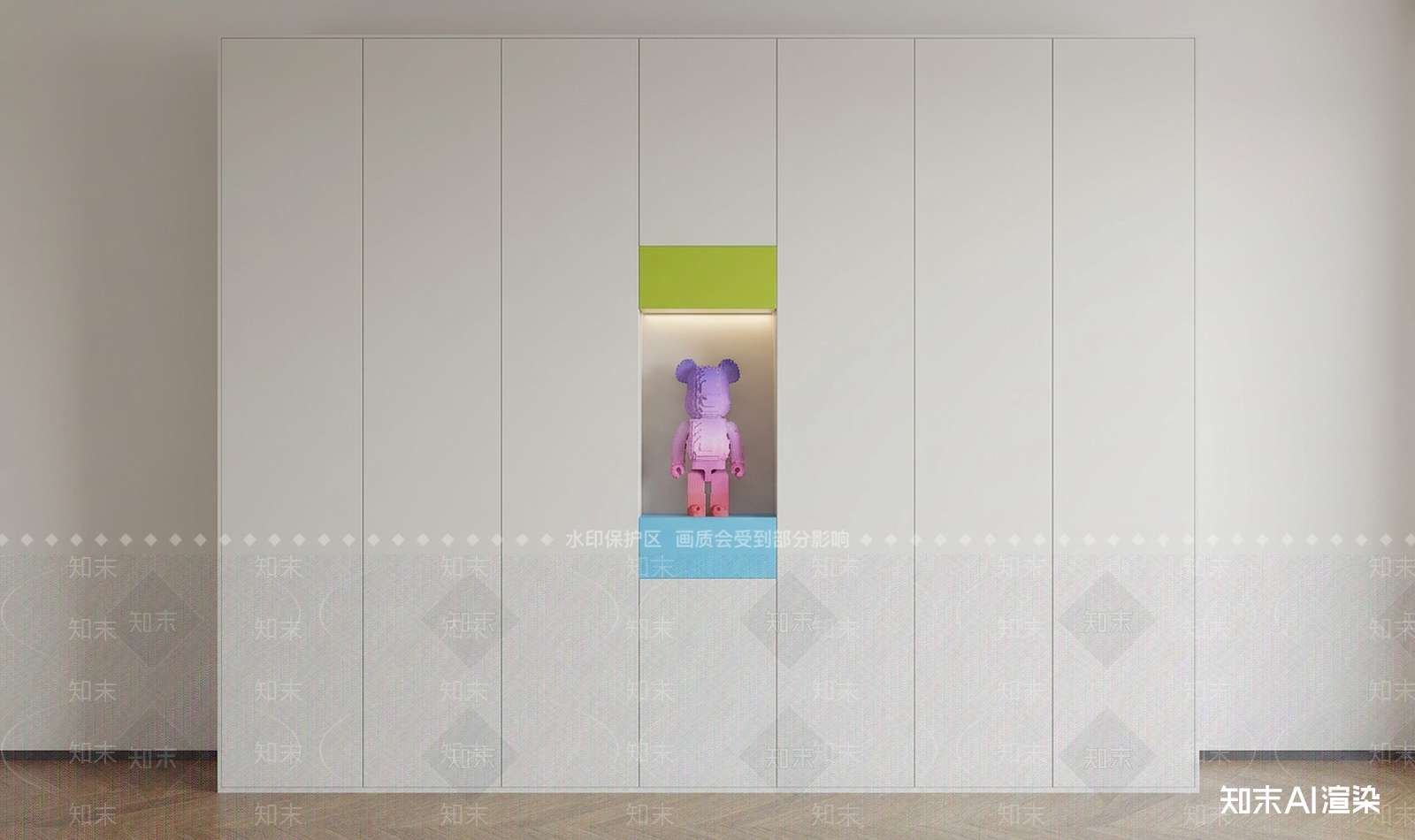 现代衣柜3D模型渲染效果图