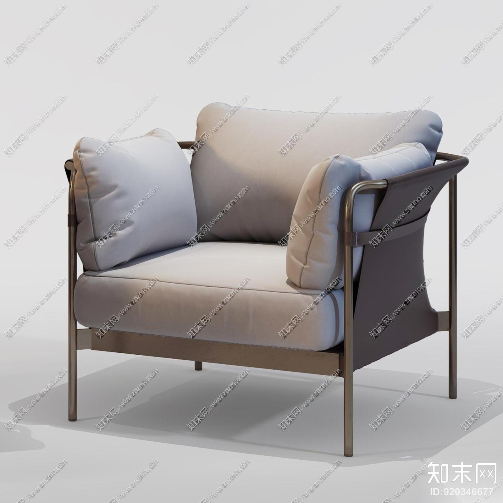 现代皮革单人沙发组合3D模型下载【ID:920346677】