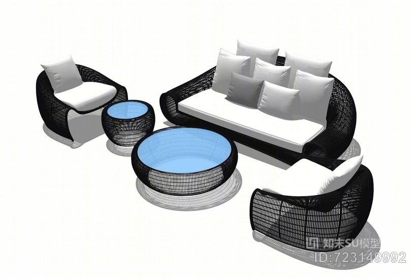 户外藤椅沙发SU模型下载【ID:723149992】