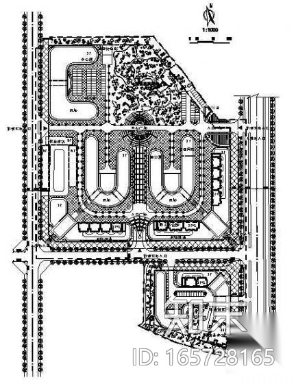 某市场整体绿化规划图cad施工图下载【ID:165728165】