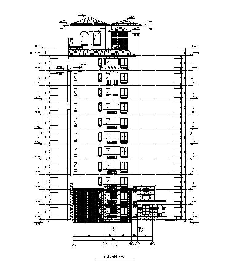 [山东]高层框架结构多栋住宅楼建筑施工图（含管线布线...施工图下载【ID:149777173】