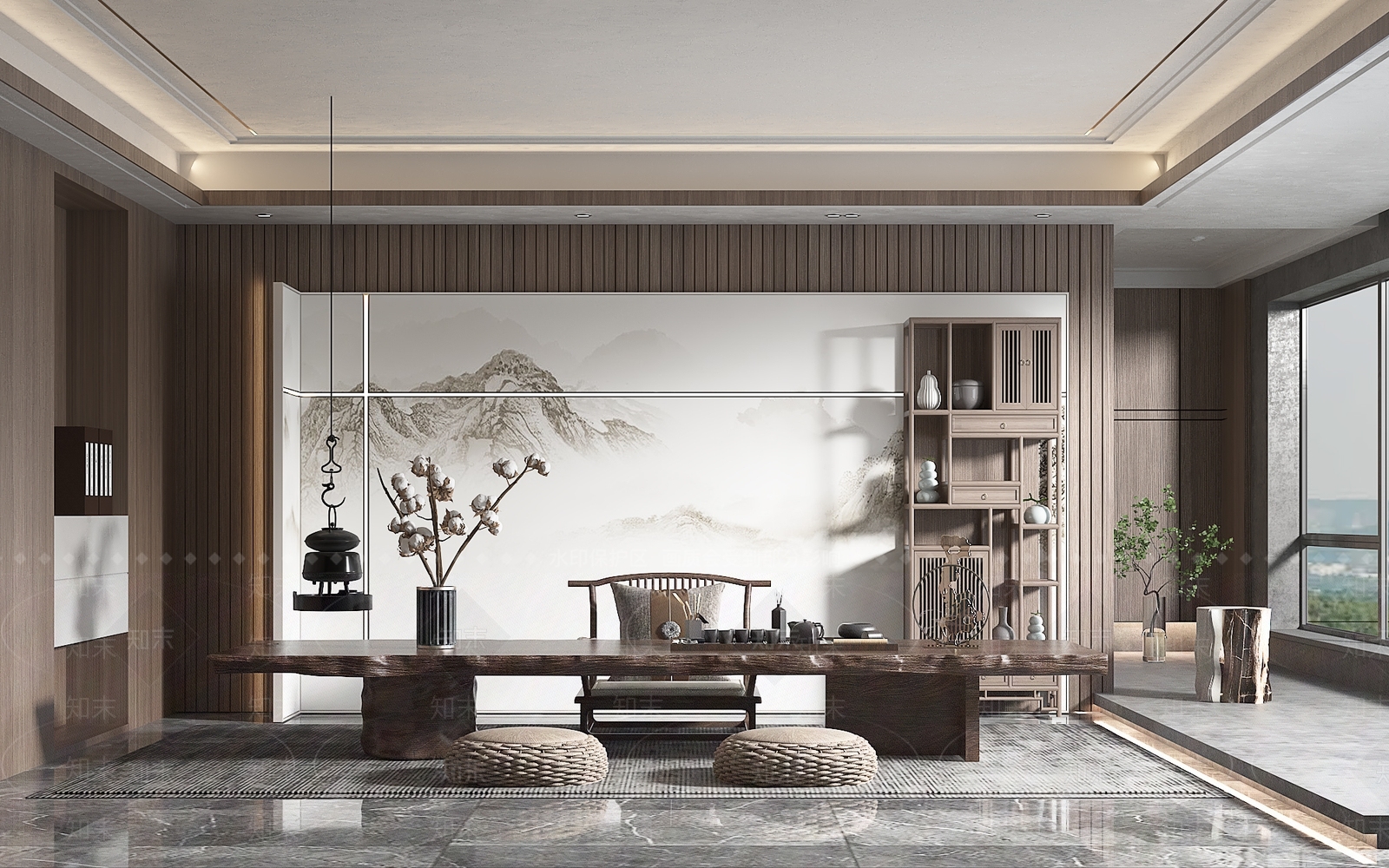 新中式茶室3D模型下载【ID:198945048】