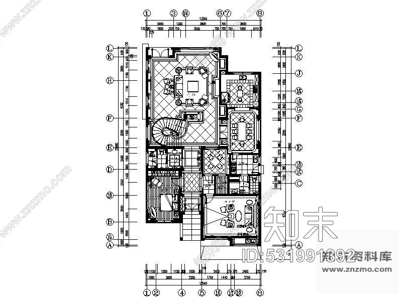 施工图欧式经典三层别墅室内设计图cad施工图下载【ID:531991392】