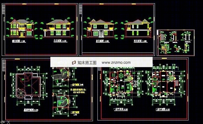 小别墅建筑施工图带效果图施工图下载【ID:36950368】