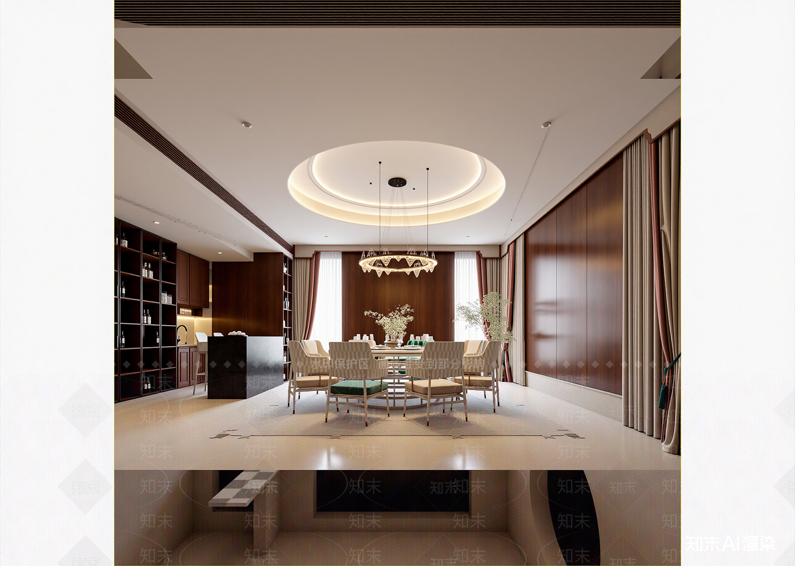 新中式酒店餐厅3D模型下载【ID:1215136727】