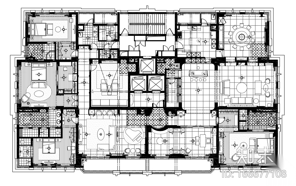 [上海]邱德光-上海黄浦滩名苑600户型全套CAD施工图+官...施工图下载【ID:166677108】