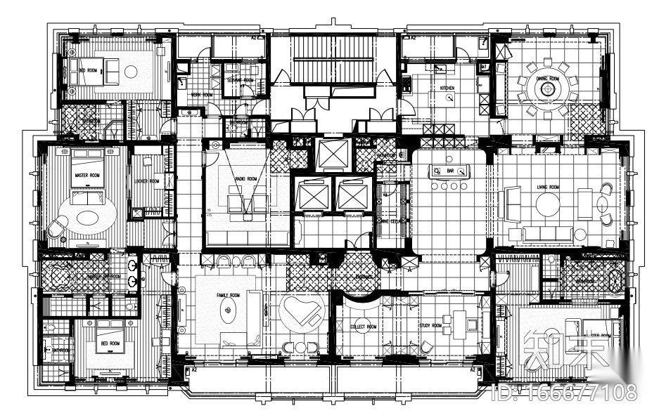 [上海]邱德光-上海黄浦滩名苑600户型全套CAD施工图+官...施工图下载【ID:166677108】