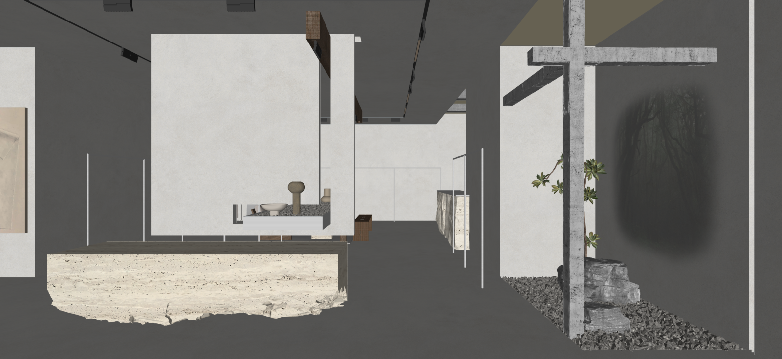 现代艺术展厅SU模型下载【ID:1222255409】