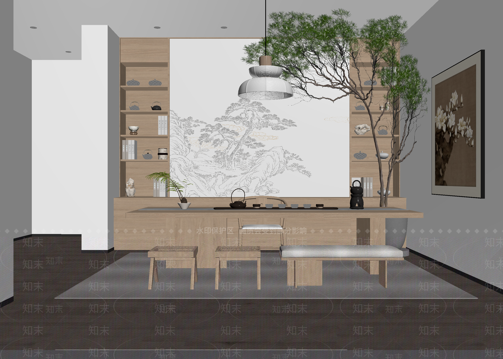 现代茶室3D模型下载【ID:1214672610】