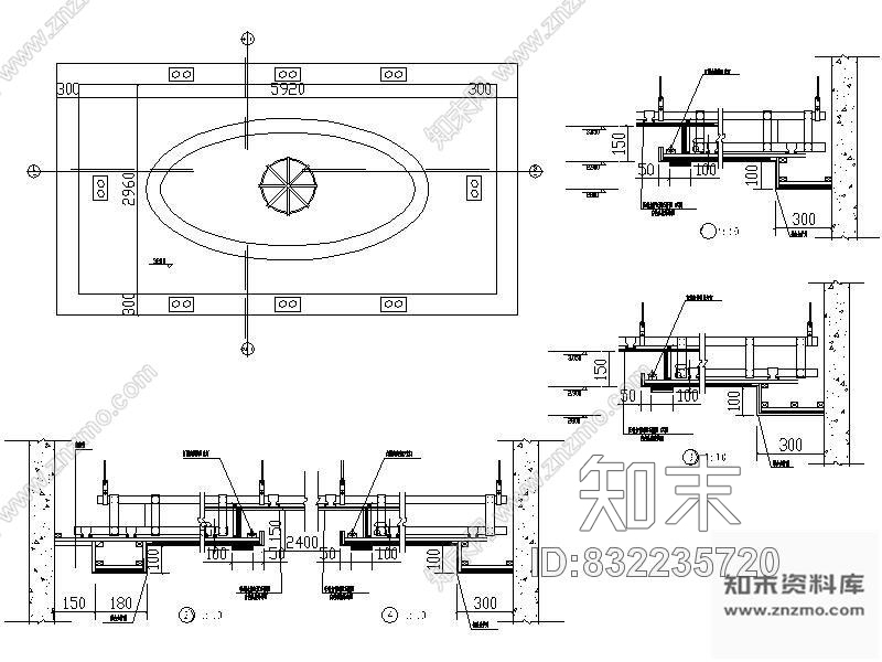 图块/节点KTV包间天花剖面图Ⅱcad施工图下载【ID:832235720】