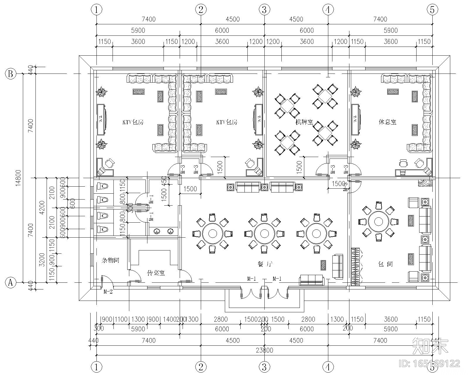 单层食堂餐饮钢结构施工图（CAD含建筑图）施工图下载【ID:165169122】