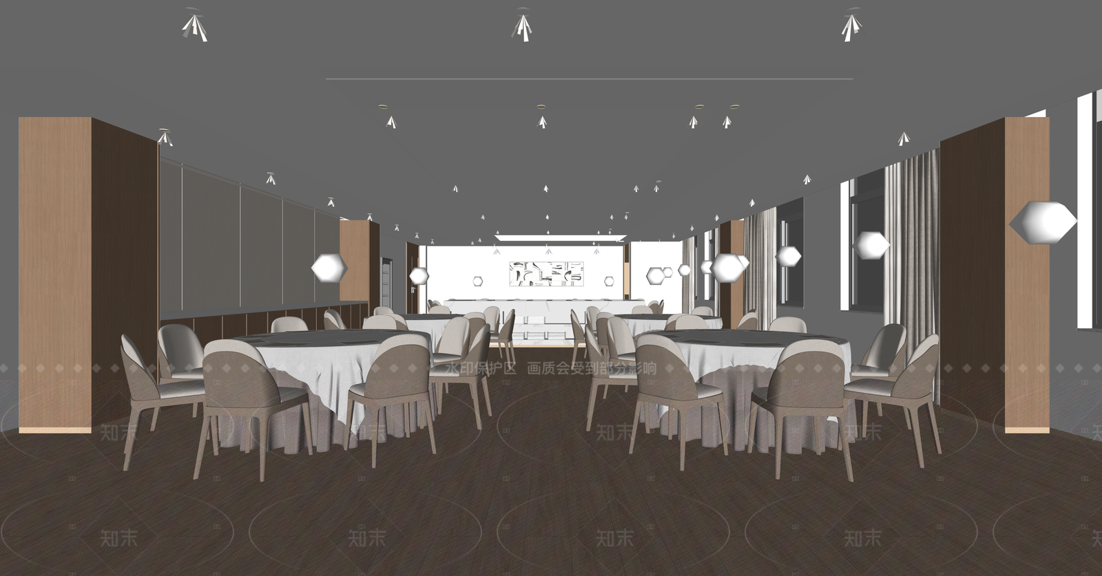 现代食堂SU模型下载【ID:1215956892】