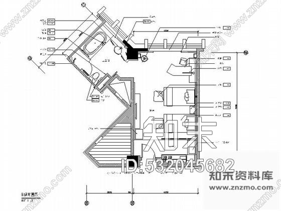 施工图现代星级酒店客房室内装修设计图施工图下载【ID:532045682】
