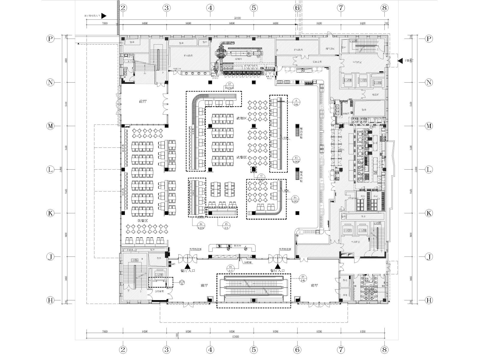 北京北航三层大学食堂室内装修设计施工图cad施工图下载【ID:1131206449】