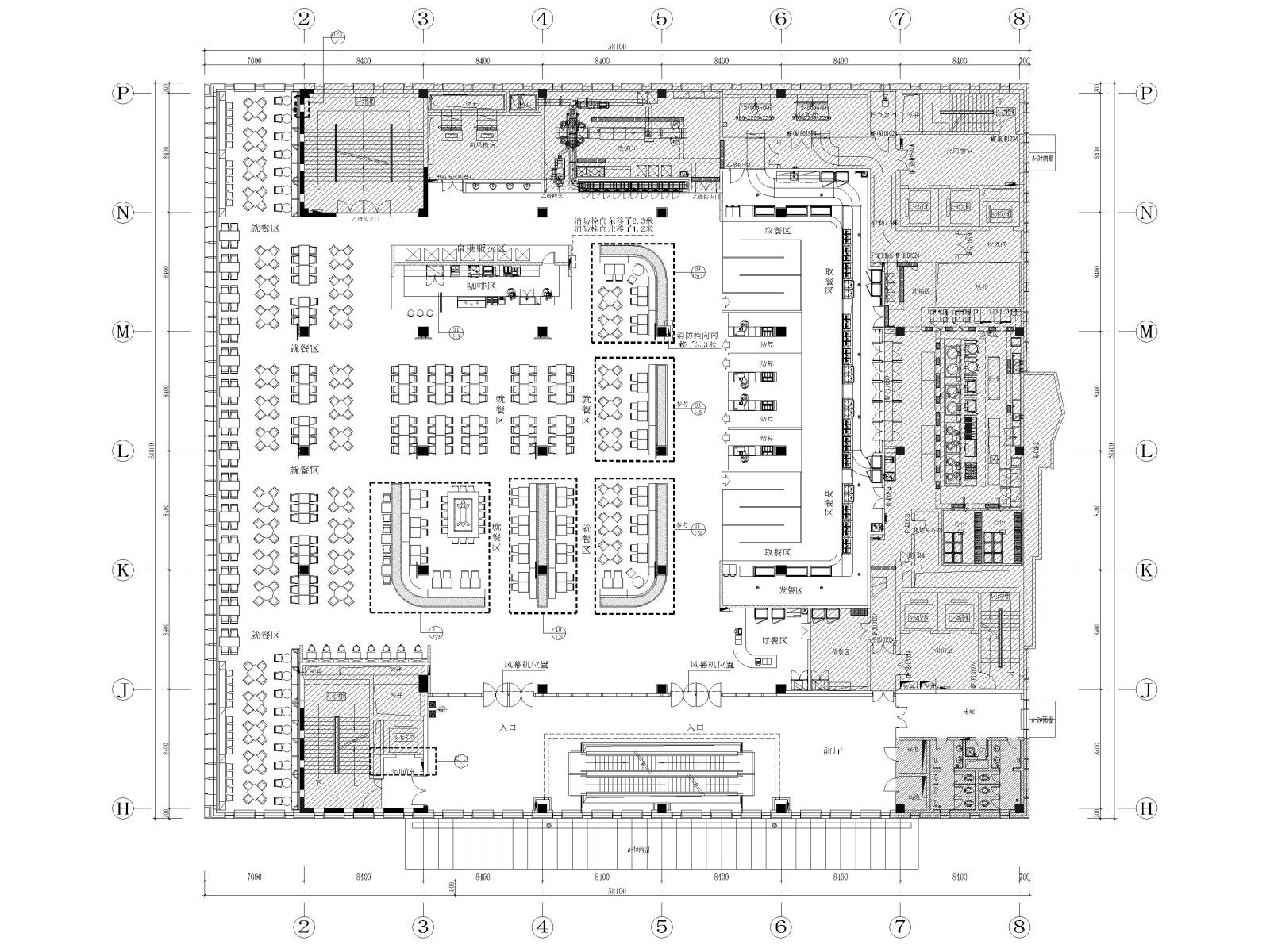 北京北航三层大学食堂室内装修设计施工图cad施工图下载【ID:1131206449】