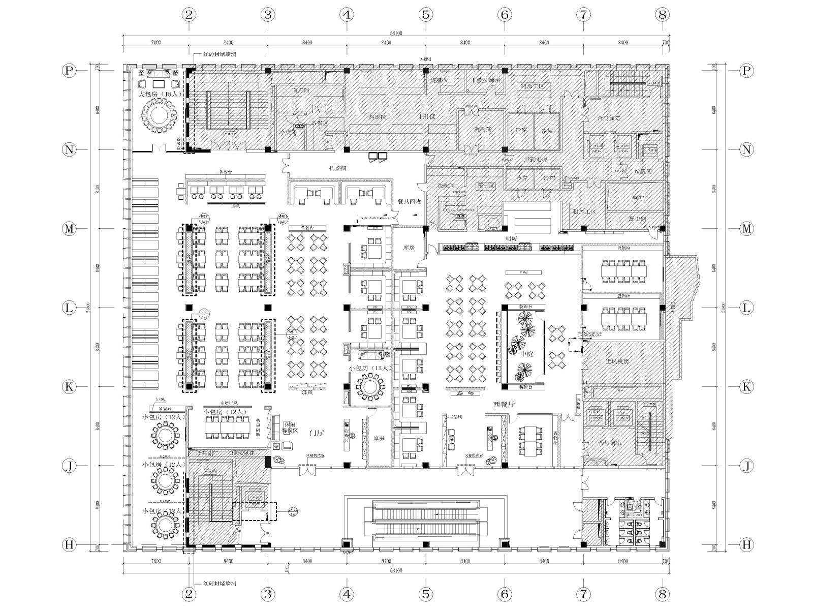 北京北航三层大学食堂室内装修设计施工图cad施工图下载【ID:1131206449】