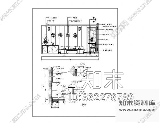 图块/节点装饰墙详图6cad施工图下载【ID:832278789】