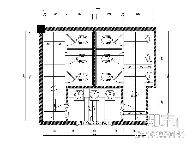 公共卫生间装修施工图施工图下载【ID:164850144】