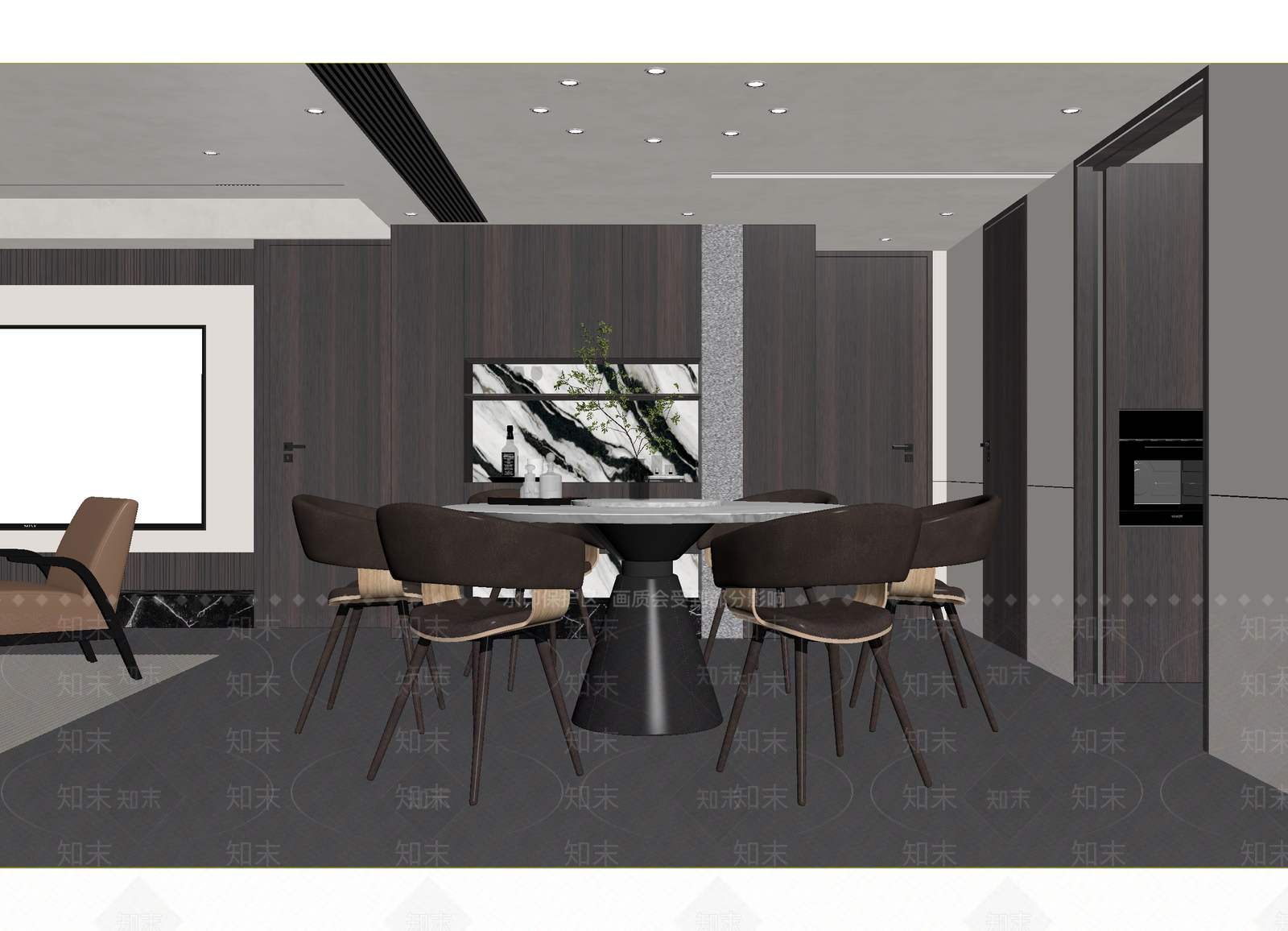 现代家居餐厅3D模型下载【ID:1215136763】
