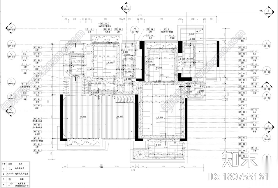 新中式-东部现代城样板房施工图（附效果图、模型）cad施工图下载【ID:180755161】