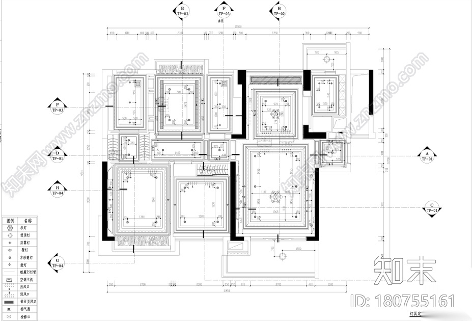 新中式-东部现代城样板房施工图（附效果图、模型）cad施工图下载【ID:180755161】