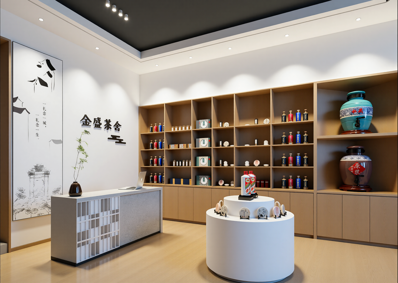 新中式茶展厅3D模型下载【ID:1215008240】