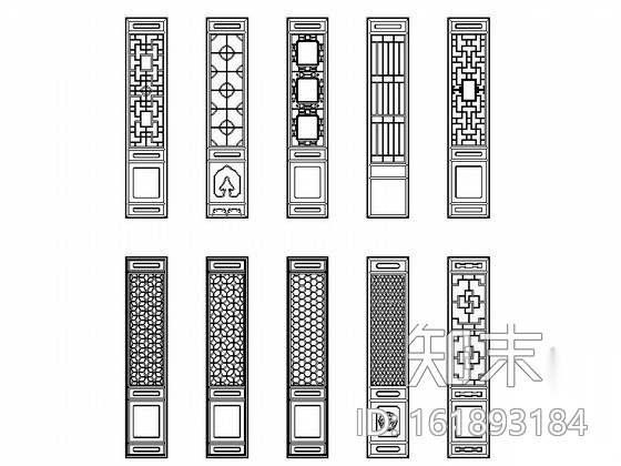 中式屏风CAD图块cad施工图下载【ID:161893184】