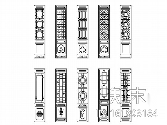 中式屏风CAD图块cad施工图下载【ID:161893184】