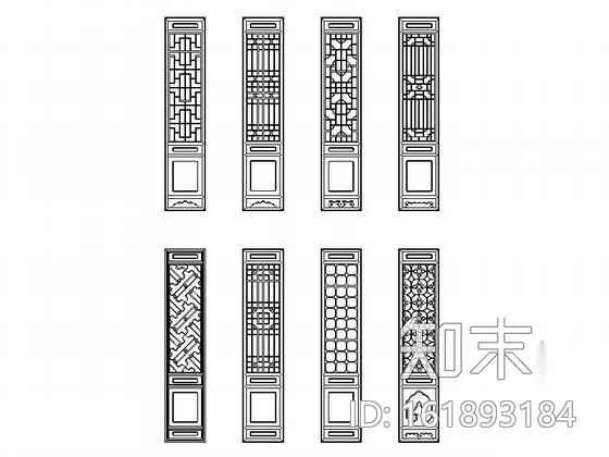 中式屏风CAD图块cad施工图下载【ID:161893184】