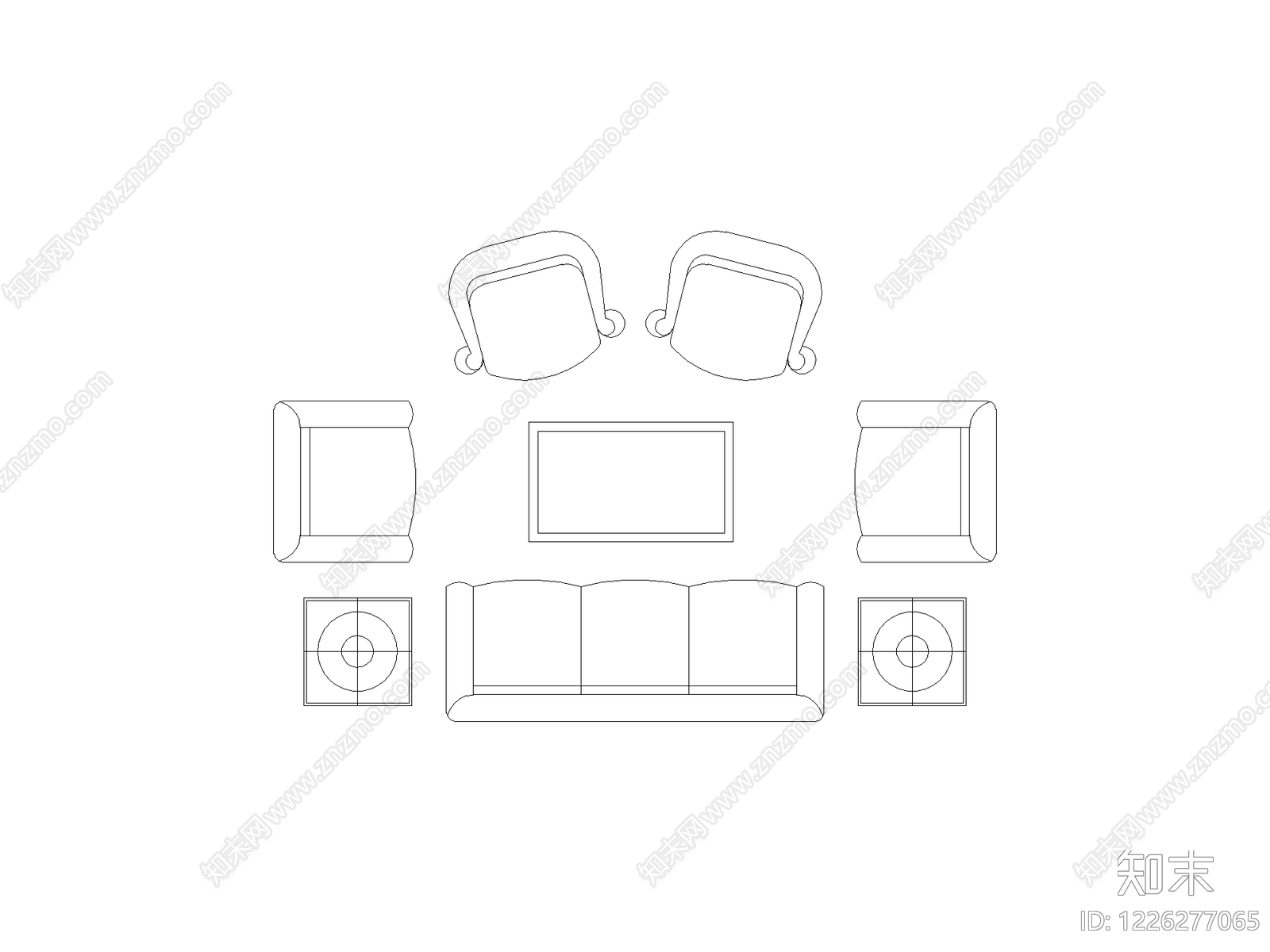 沙发cad施工图下载【ID:1226277065】