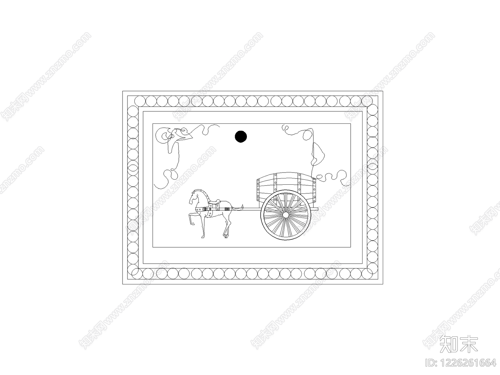 陈设类立面挂画cad施工图下载【ID:1226261664】