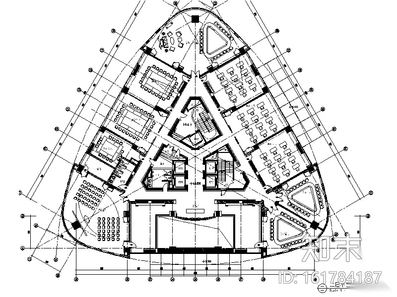 现代简约设计办公室设计施工图（含施工图)cad施工图下载【ID:161784187】