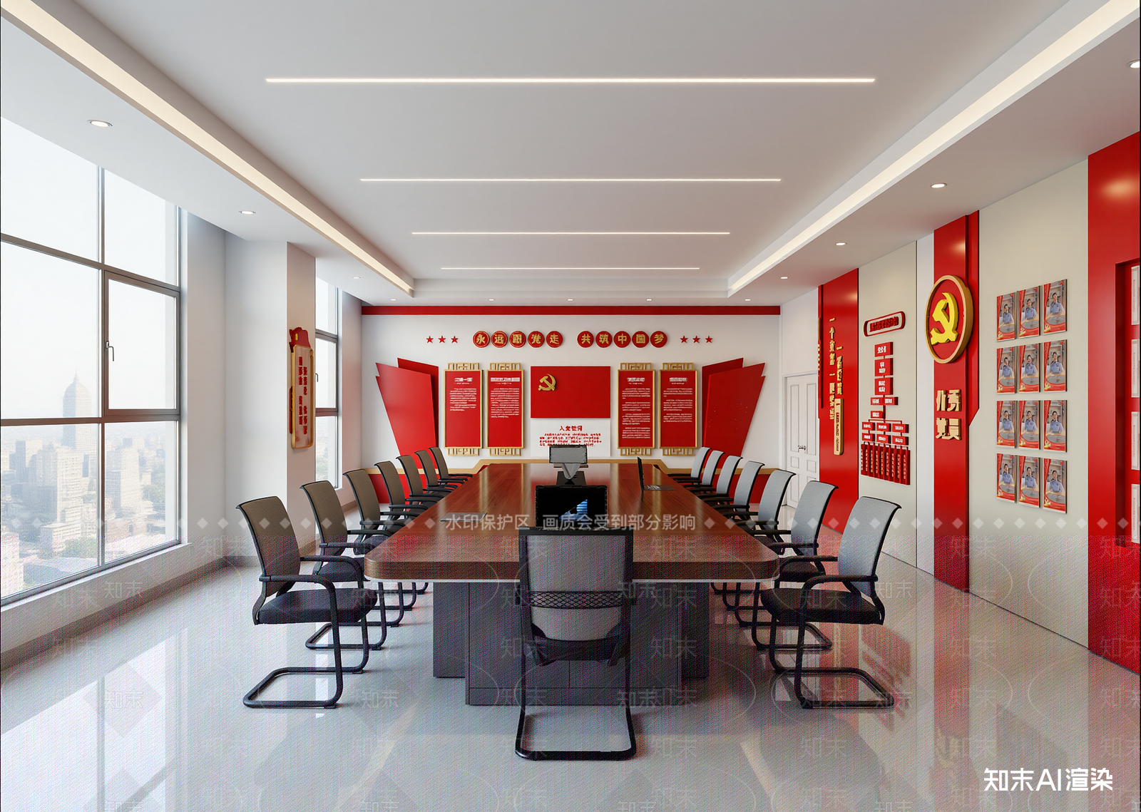 现代党建室3D模型下载【ID:1214604531】