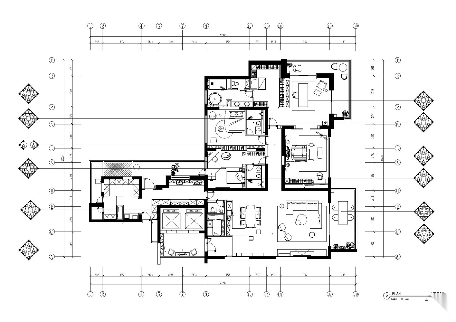 [上海]汤臣一品现代轻奢住宅施工图+效果图cad施工图下载【ID:160015163】