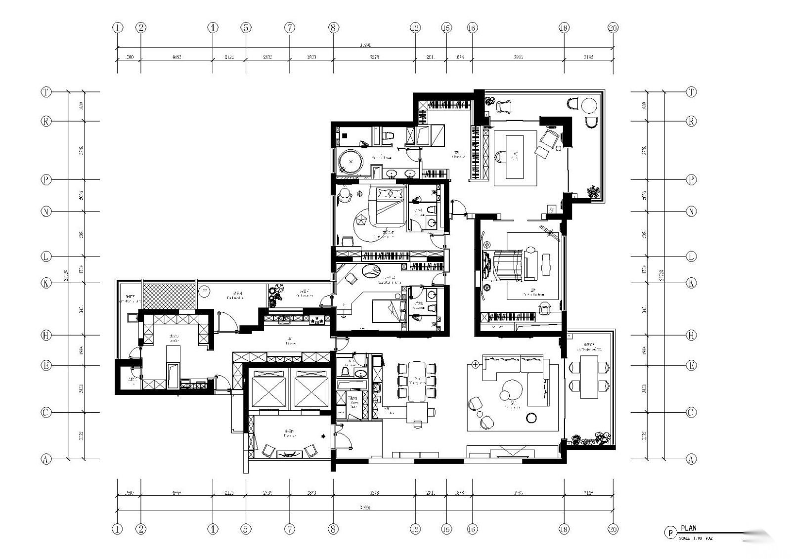 [上海]汤臣一品现代轻奢住宅施工图+效果图cad施工图下载【ID:160015163】