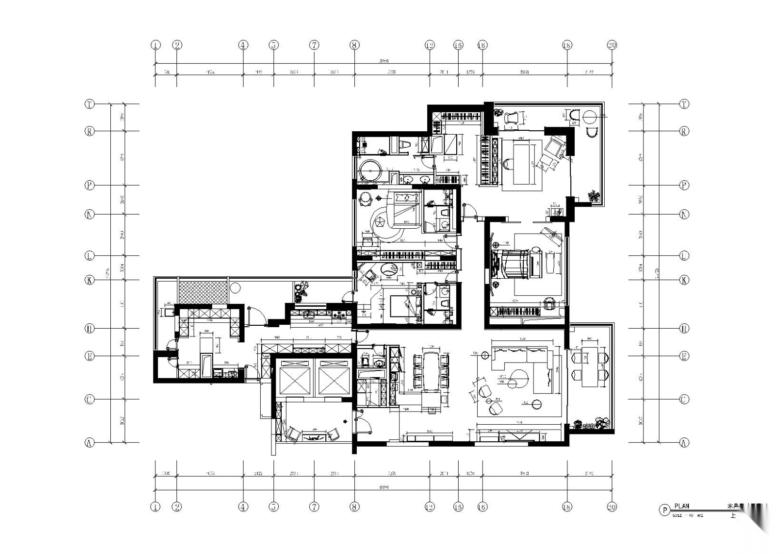 [上海]汤臣一品现代轻奢住宅施工图+效果图cad施工图下载【ID:160015163】