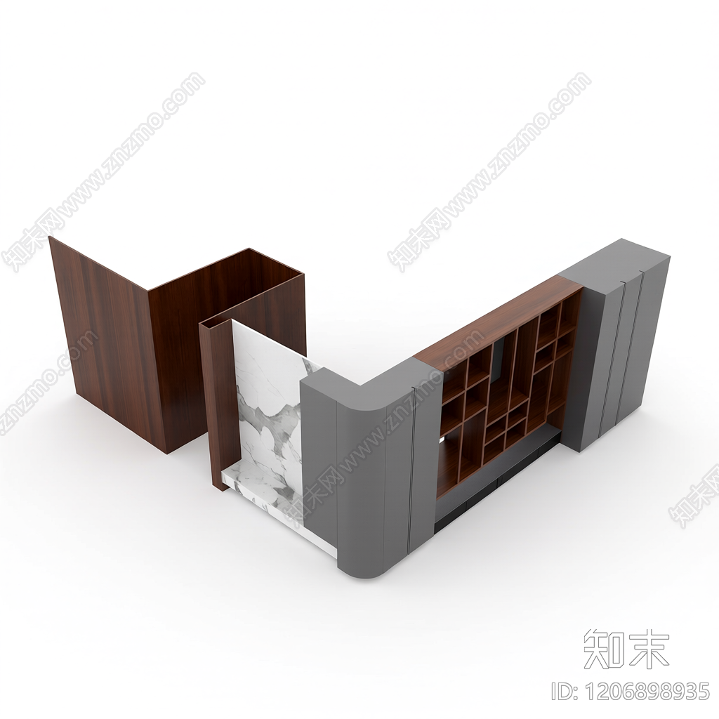组合式电视墙构件3D模型下载【ID:1206898935】