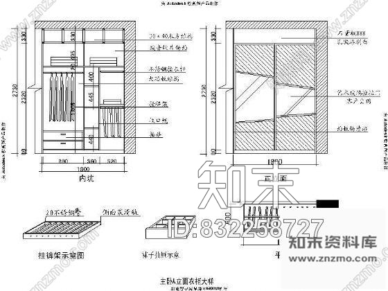 图块/节点双门衣柜大样cad施工图下载【ID:832258727】