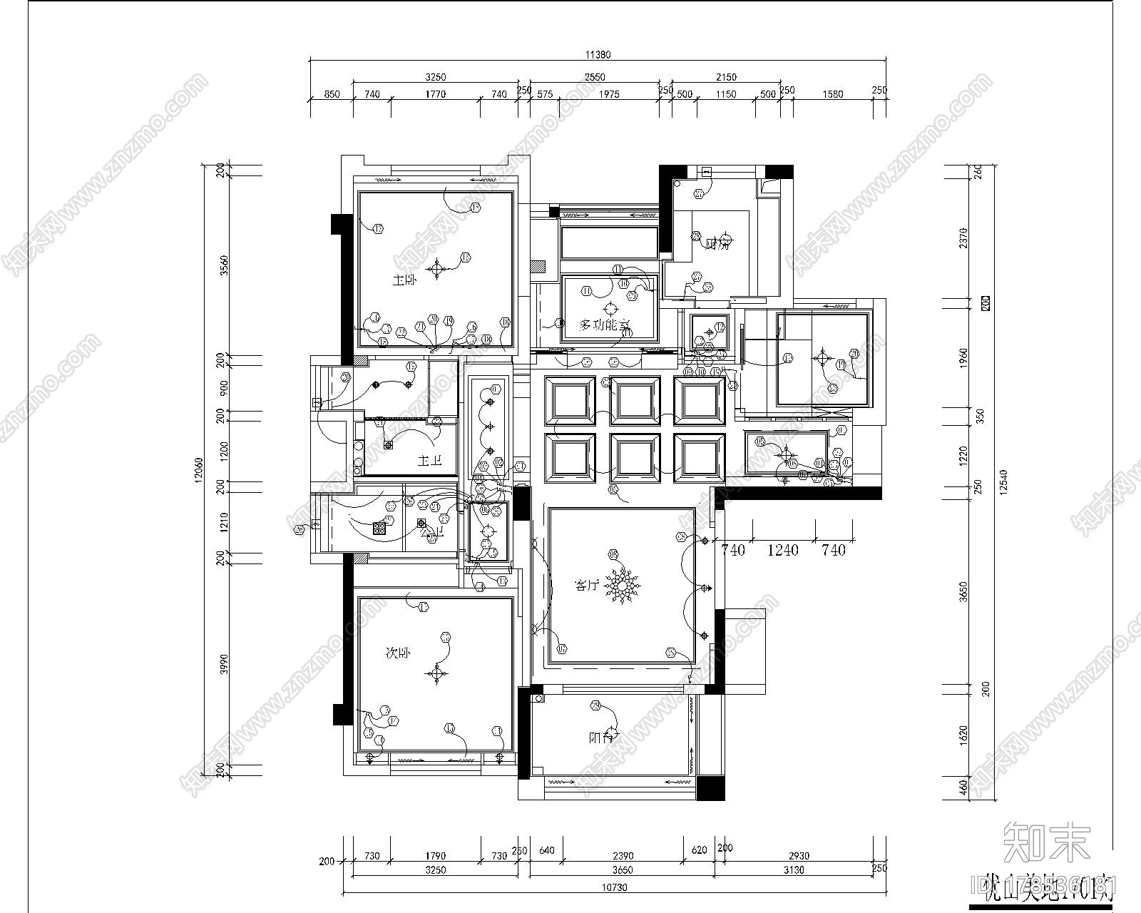 [北京]简约温馨三室三厅室内设计CAD施工图施工图下载【ID:178535177】