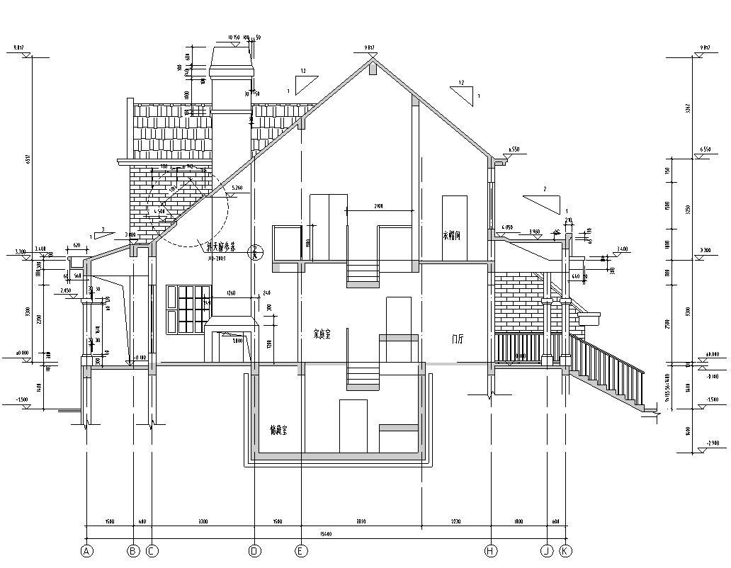 现代风格2层独栋别墅建筑施工图cad施工图下载【ID:149889188】