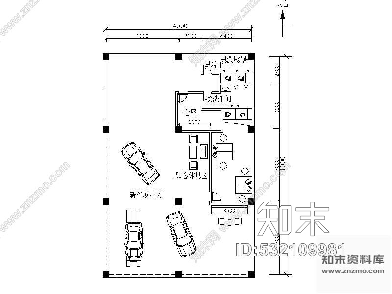 施工图某车展示装修图(含效果)cad施工图下载【ID:532109981】