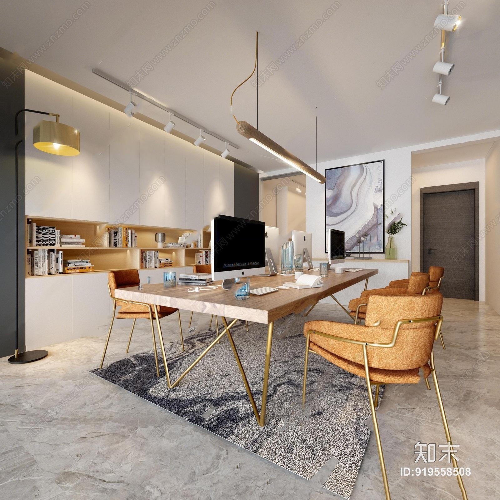 现代敞开式办公室3D模型下载【ID:919558508】