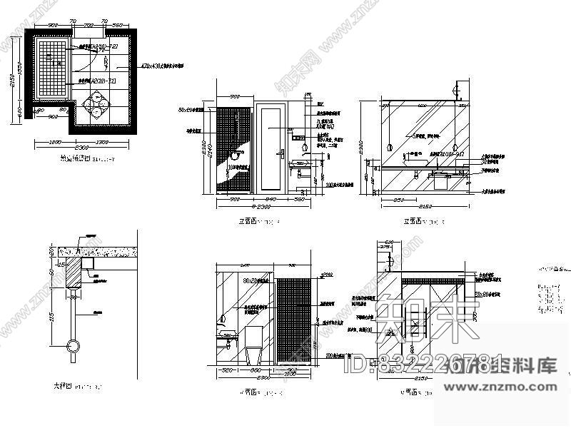 图块/节点标准卫生间立面cad施工图下载【ID:832226781】