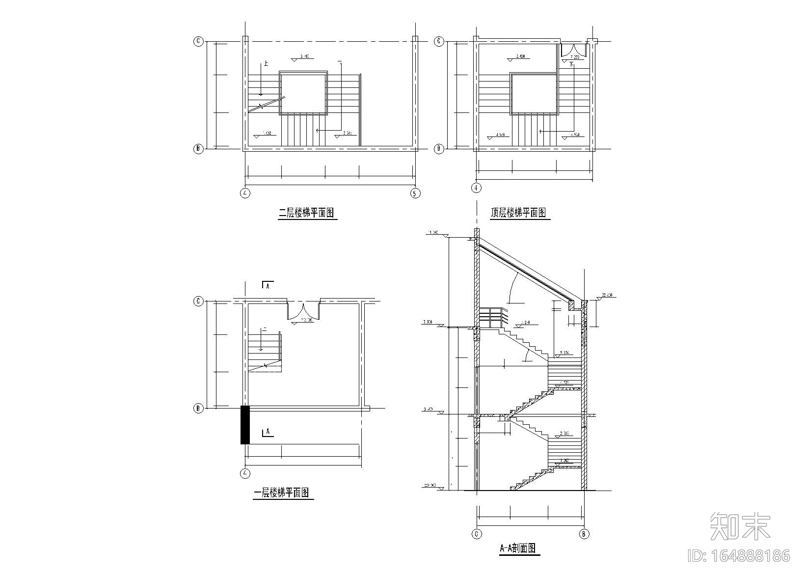 18套楼梯节点详图设计（CAD）施工图下载【ID:164888186】